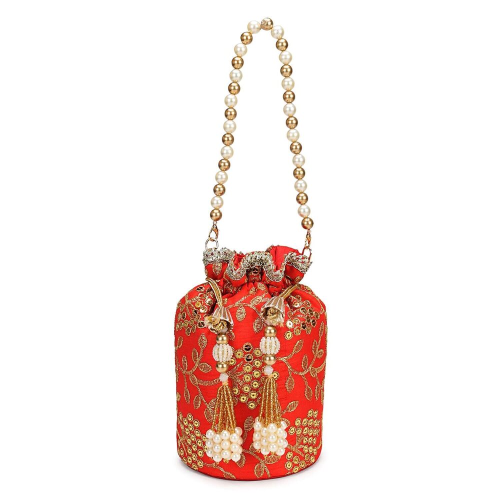 9360 Indian Ethnic Potli Bags For Wedding & Party Function Red View 3